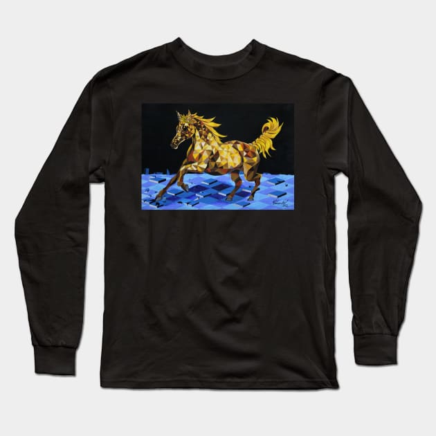 Golden horse found in my dreams Long Sleeve T-Shirt by jleopold